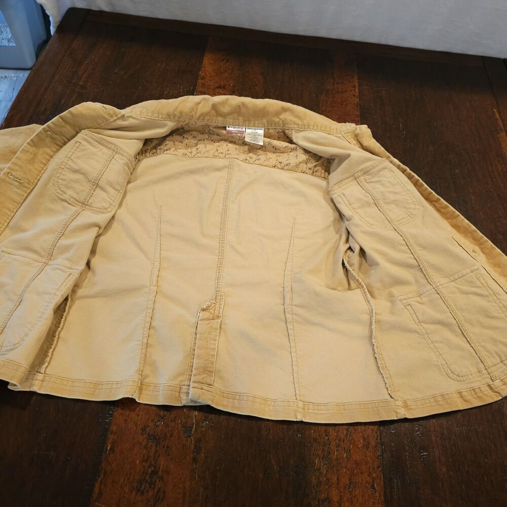 y2k twee corduroy jacket XL tan utility pockets oversized buttons cargo 2010s - Picture 7 of 9